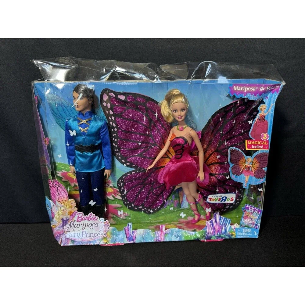 2012 Barbie Doll Mariposa and The Fairy Princess with Boy Prince NIB (dent) B-2